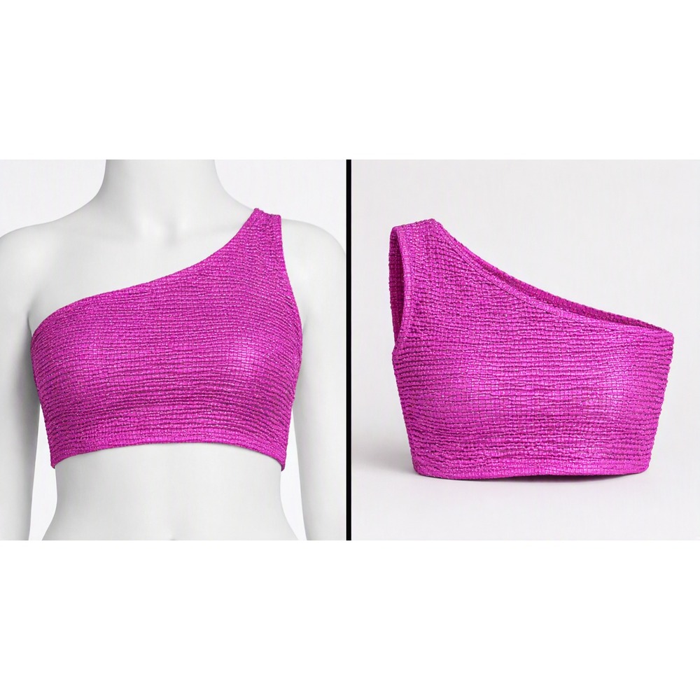 Good American Croco Asymmetric Women Top SZ 1/2 Sexy Pink Texture Party Boho $69
